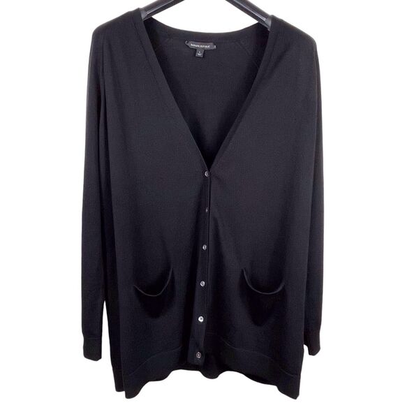 Banana Republic Sweaters - BANANA REPUBLIC Women's Boyfriend Cardigan Sweater Size Large Merino Wool Black